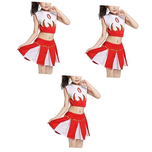 3 Sätze Cheerleader-Uniform Cheerleader Uniform für Kinder Bühnenperformance Kostüm Kostüme für Mädchen Cheerleader-Kostüm kleidung Performance-Kostüm Tanzkostüm Halloween bilden von Holibanna