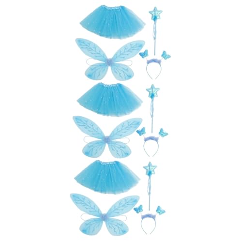 Holibanna 3 Sätze Prinzessinnenkleid Mit Flügeln Dekorativer Tutu-rock Feenflügel Für Kleinkinder Tutu-rock Für Mädchen Tutu-rock Für Kinder Kinderspielzeug Kinder Spielset Tuch Sky-blue von Holibanna