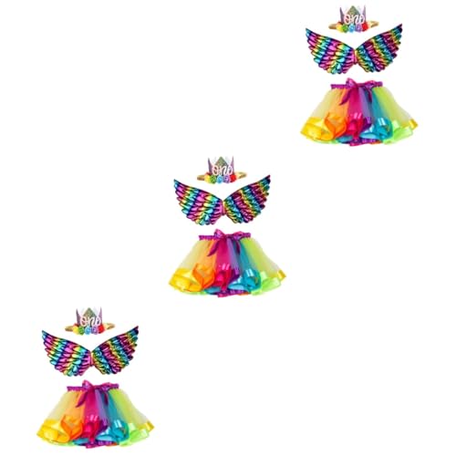 Holibanna 3 Sätze Regenbogen Dreiteiliges Set Mädchen Kleider Ballkleider Outfit Für Mädchen Regenbogenkostüm Cosplay-kleid Ballett Neugeboren Abschlussball Kleiderset Polyester (polyester) von Holibanna