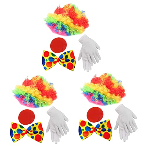 Holibanna 3 Sätze clown verkleiden Clown-Zubehör Rollenspiel-Outfits Clown-Cosplay-Zubehör Clown-Dekore perücken halloween costume Clown-Kostüm-Requisiten Zubehör für Clownkostüme Stoff von Holibanna