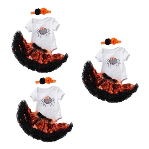 Holibanna 3 Sets Halloween Kleid Anzug Babykleidung Halloween Säuglingsstrampler Rock Outfits Für Babys Halloween Outfits Halloween Babykostüme Strampler Mädchen Halloween Kostüm von Holibanna