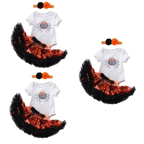 Holibanna 3 Sets Halloween Kleid Anzug Halloween Kurzarm Strampler Mädchenkleidung Outfits Für Halloween Strampler Mit Tutu Rock Garn von Holibanna