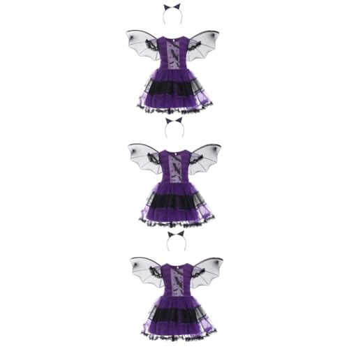 Holibanna 3 Sets Halloween Kleider Ballanzug Abschlussball Kinder Unisex Fledermauskostüm Kostüme Für Mädchen Kinder Halloween Kostüme Halloween Spinnen Hexenkleid Halloween Rock von Holibanna