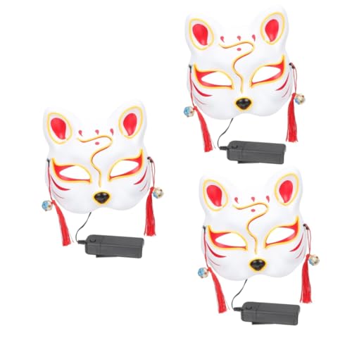 Holibanna 3 Stück Fuchs Maske Musik Festival Maske Lustige Party Maske Party Requisiten Leuchtende Maske Leuchtende Halloween Maske Leistung LED Leuchte Japanische Maske Maskerade von Holibanna