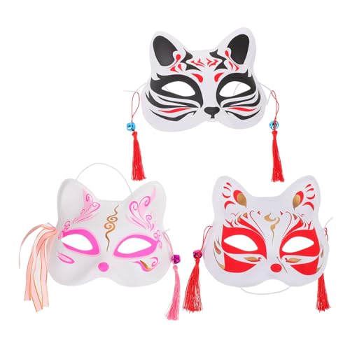 Holibanna 3stücke Japanische Fuchs-maske Handbemalt Halbmaske Für Maskerade Party Halloween-cosplay Katzen-maske Holibanna 3stücke Japanische Fuchs-maske Handbemalt Halbmaske Für Maskerade Party Halloween-cosplay Katzen-maske von Holibanna