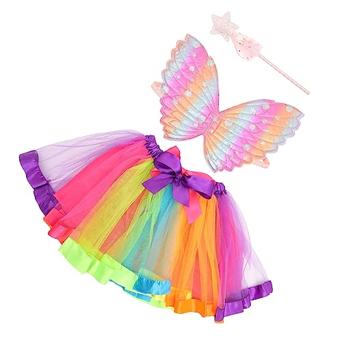 Holibanna 3 Teiliges Engel Kostü Für ädchen Flügel Tüllrock Und Zauberstab üßes Halloween Verkleidung Set Für Fairy Outfits Mit Engelsflügeln von Holibanna