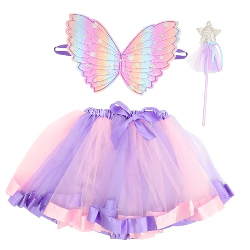 Holibanna 3 Teiliges Set Engel Kostü Für ädchen Tutu Rock Flügel Und Zauberstab Ideal Für Halloween Karneval Und Festlichkeiten Outfit Für Verkleidung Und Cosplay von Holibanna