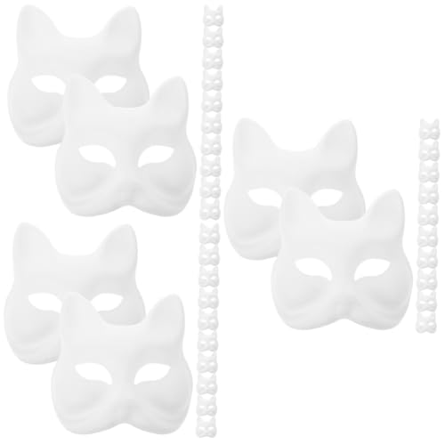 Holibanna 36 Stk Handbemalte Zellstoffmasken realistische Gesichtsmaske Strass-Maskerade unbemalte Masken Cosplay-Katzenmasken Dämonenmaske Hund Halloween-Maskenstütze Tiermasken Papier Weiß von Holibanna