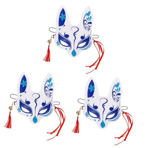 Holibanna 3St Fuchs-Dämonenmaske half face mask costume masks fox mask the mask party masken Füchsemaske im japanischen Stil Maskerade-Party-Maske Cosplay Party Fuchs Maske PVC Blue von Holibanna