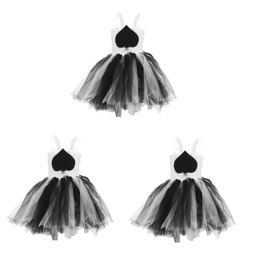 Holibanna 3St Kinderkleid gestreiftes Tutu-Kleid für Babys Mädchenröcke Partykostüm für Mädchen halloween costume halloween kleidung Kinderrock -Mädchen-Outfit Nylongewebe Black von Holibanna