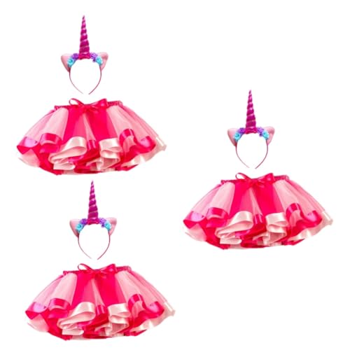 Holibanna 3St einhorn mädchen kleidung e girl kleidung regenbogenkleid rainbow dress Ballettröckchen Feen-Tutu-Kostüm Outfit für Mädchen Outfits für Mädchen Einhorn Kostüm Einhornkleid Rosy von Holibanna