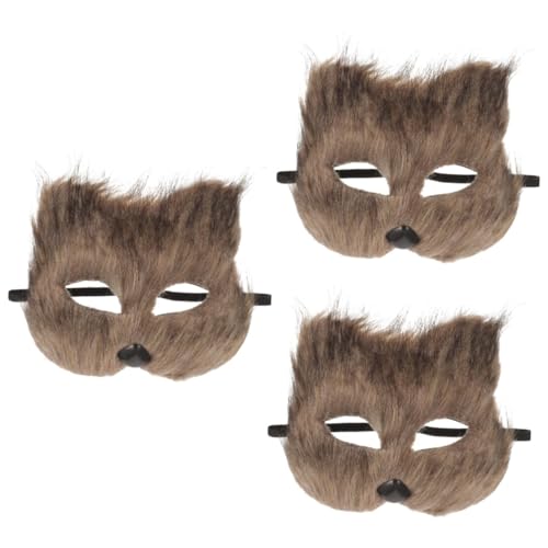 Holibanna 3st Fuchs Maske Fuchsmaske Masken Cosplay Bärenmaske Maskerade-party Kostüm Katzenmaske Wolfsmaske Pelzige -maske Schutzmaske Halbmaske Plastik Light Brown von Holibanna