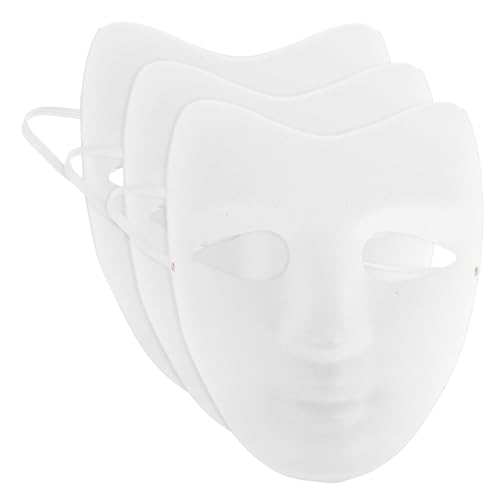 Holibanna 3st Handbemalte Weiße Embryo-maske Papiermaske Bemalbare Masken Leere Männliche Maske Halloween-maske Diy Vollgesichtsmaske Maske Aus Normalpapier Umweltfreundliches Zellstoff von Holibanna