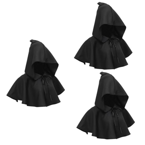 Holibanna 3st Hexenhaube Mittelalterliche Kuttenmänner Mittelalterliche Kuttenmütze Arzt Zubehör Halloween-Kapuze Halloween-kostüm Hexenkostüm Gothic-Kapuze Hexenzubehör Polyester Black von Holibanna