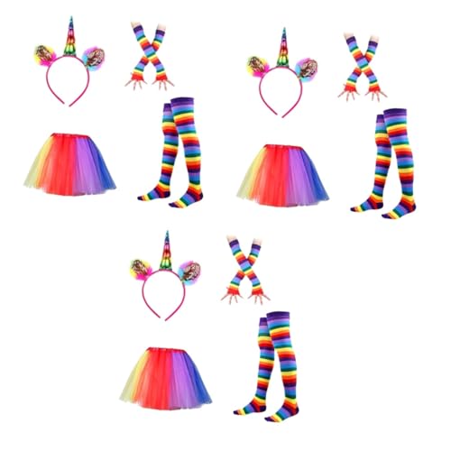 Holibanna 3st Tutu-anzug Tanzender Rüschenrock Röcke Für Kinder Regenbogen-strumpf Gestreiftes Kleid Abschlussball Anzug Kleinkindröcke Regenbogen-tutu-outfit -mädchen-rock Damenröcke von Holibanna