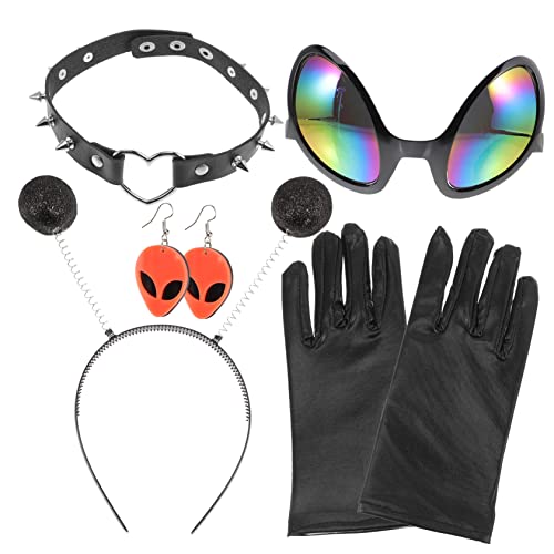 Holibanna 4 Sätze Außerirdische Dekoration Stirnbänder Henne Sonnenbrille Kostüm Cosplay Party Glühen Rave Masken Lustig Zubehör Parteien Haarband Schnapsgläser Alien-brille Plastik Black von Holibanna