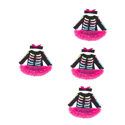 Holibanna 4 Sätze Festival-Skelett-Kleid Halloween-Kostüme für Kinder -Halloween-Outfit Rock Anzug halloween costume halloween kleidung Strampler für Babys Halloween-Spielanzug Baumwolle von Holibanna