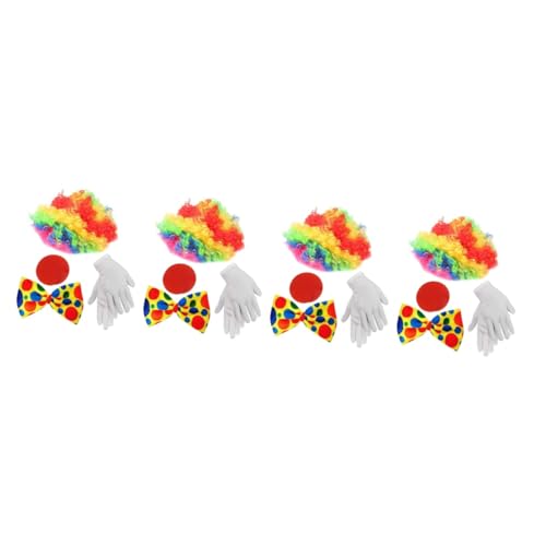 Holibanna 4 Sätze clown verkleiden Rollenspiel-Outfits Zubehör für Clownkostüme Clown-Dekore Clown-Cosplay-Zubehör perücken halloween costume Clown-Fliege Clown-Kostüm-Requisiten Plüsch von Holibanna