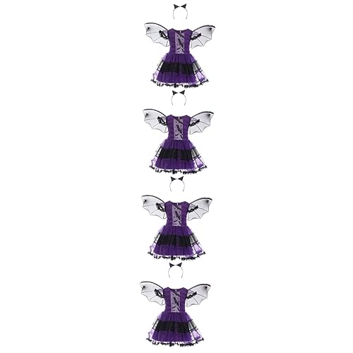 Holibanna 4 Sets Halloween Kleider Halloween Teufels Haarreifen Halloween Fledermaus Kopfbedeckung Halloween Kostüm Für Kinder Maskerade Partykleid Mädchen Vampir Fledermaus Kostüm von Holibanna