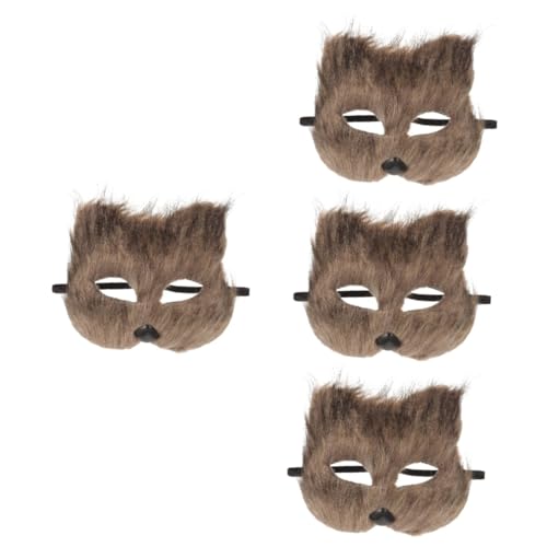 Holibanna 4 Stück Fuchs Maske halloween maske halloween-maske fox mask masken fasching Mantel LED-Gesichtsmaske Cosplay Fuchsmaske für Maskerade Maskerade-Party-Maske Flaum Light Brown von Holibanna