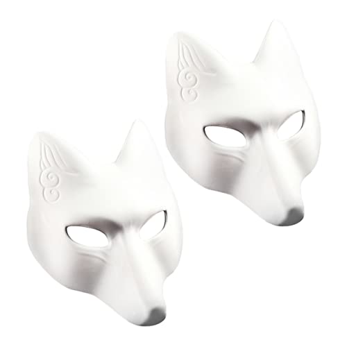 Holibanna 4 Stück Fuchs Maske halloween masken halloweenmaske Adult mask fox mask Cute mask ihre eine Maske weiße leere Fuchsmaske leere Papiermaske Abs tierische Maske Tiergesichtsmaske Eva von Holibanna