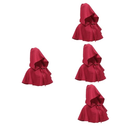 Holibanna 4 Stück Hexenhaube mittelalterlicher Hut Halloween-Kapuze mittelalterliches Zubehör Gothic-Kleidung Halloween Costume Halloween Kleidung Cosplay-Zubehör Kapuzenumhang Wolle rot von Holibanna