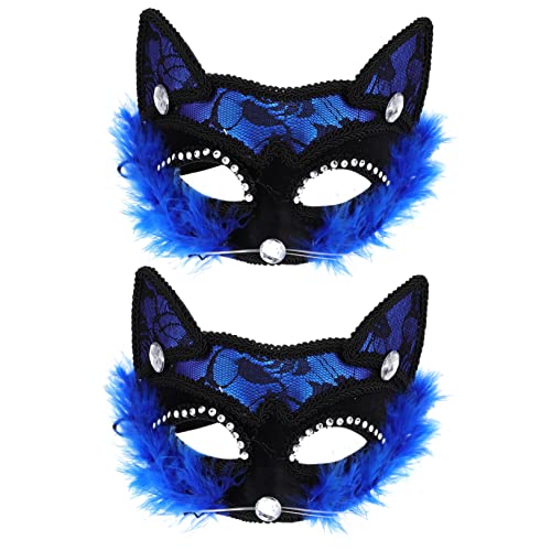 Holibanna 4 Stück Katze Gesichtsmaske Katze Für Schwarze Masken Venezianische Masken Augenmaske Für Frauen Ball Abschlussball Halloween-auge Partymasken Halloween-katze Spitze Katze Strass von Holibanna