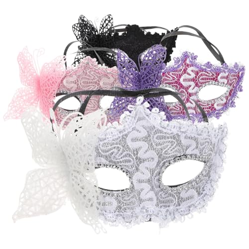 Holibanna 4 Stück Maskerade Maske Party Maske Party Damen Kostüm Party Performance Requisiten Cosplay Halb Halb Gesichtsmaske Dekor Schmetterlings Design Masken von Holibanna