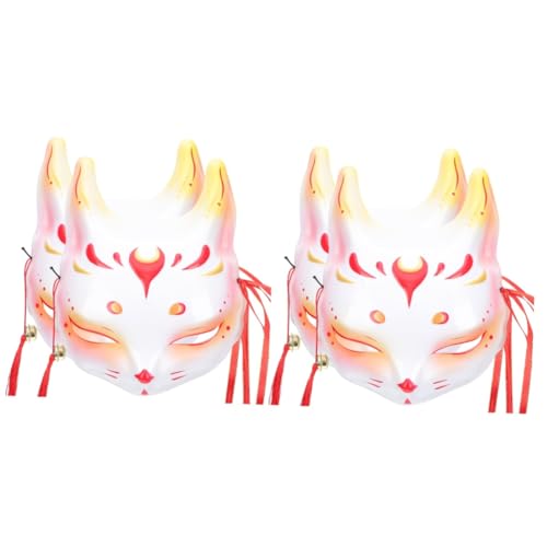 Holibanna 4 Stück Tanzmaske halloween masken halloweenmaske fuchs masken kimono Halloween-Fuchsmasken Maskerade-Maske halbe Gesichtsmaske gruselige Maske Cosplay schmücken Kleidungsstücke von Holibanna