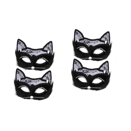 Holibanna 4 Stück katze gesichtsmaske Make-up-Zubehör maskerade ball party masken Vintage-Halloween-Dekor Tiermasken halloween maske halloween-maske Spitzenmasken Maskerade Masken Kunststoff von Holibanna