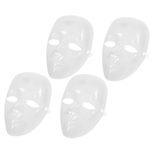 Holibanna 4 Stück leere handgezeichnete maske männliche und weibliche Maske Papiermaske reine weiße Maske DIY-Maske leere Maske weiße Maskerademaske Halloween-Masken aus Kunststoff Plastik von Holibanna