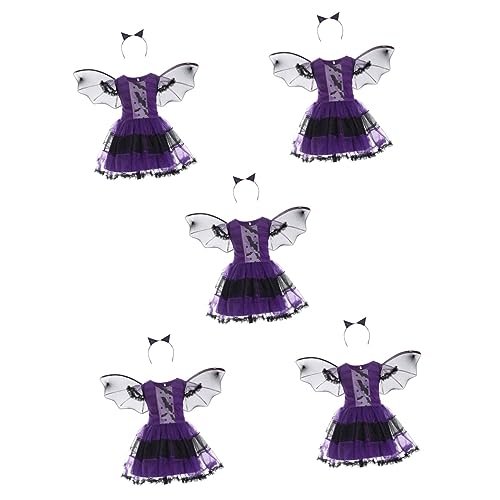 Holibanna 5 Sets Halloween Kleider Bühnendekoration Kinder Cosplay Anzug Kinder Halloween Kostüme Kinderkostüm Vampir Fledermaus Kostüm Kleinkind Mädchen Halloween Outfits von Holibanna