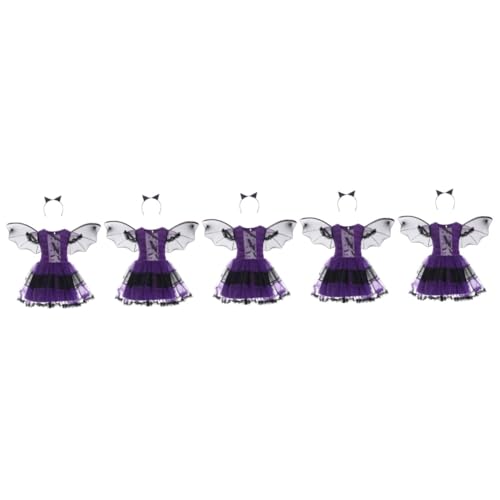 Holibanna 5 Sets Halloween Kleider Rollenspiel Kostüm Kinderkostüm Outfits Maskerade Kleider Fledermaus Tutu Kleid Halloween Spinnen Hexen Kleid Cosplay Kostüm Stoff von Holibanna