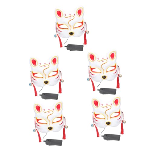 Holibanna 5 Stück Fuchsmaske Tier Cosplay Masken Japanische Masken Tiermasken Abschlussball Requisiten Halloween Kostüm Party Masken LED Dekor LED Leuchtmasken Party Performance von Holibanna