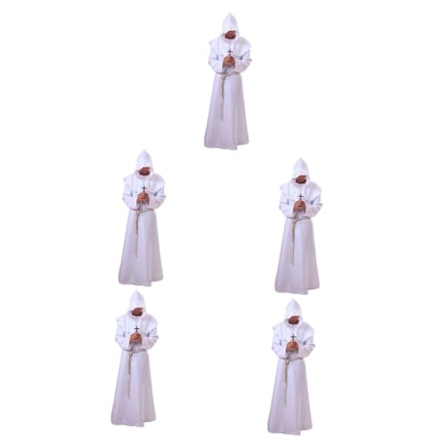 Holibanna 5St Cosplay-Anzug Halloweenkostüm mit Kapuze mittelalterliches Gewand Mönchsgewänder Priester Kostüm Mantel Halloween Costume Halloween Kleidung Mönchsgewand Zaubereruniform Weiß von Holibanna