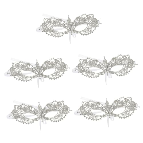 Holibanna 5St Diamant aushöhlen Maske Ball Abschlussball Augenkostüm Erwachsenenmaske Halloween-Hälfte halloween party halloween masken Festival-Accessoire Maskendekoration Bohren Silver von Holibanna