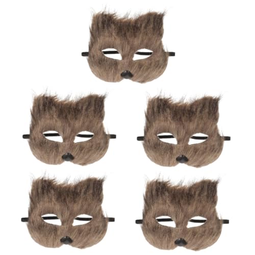 Holibanna 5St Fuchs Maske Fuchsmaske Halbgesichtsmaske braune Maske Masken Mantel halloween maske halloween-maske Füchsemaske im japanischen Stil Cosplay-Partymaske Flaum Light Brown von Holibanna