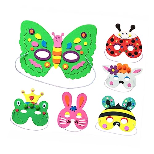 Holibanna 6St Tanzperformance-Tool für Papiermasken selber machen Anziehmaske DIY-Masken für Kinderpartys Maskenmaterial für Kinderkostüme Tiermaske selber machen tierische Maske von Holibanna