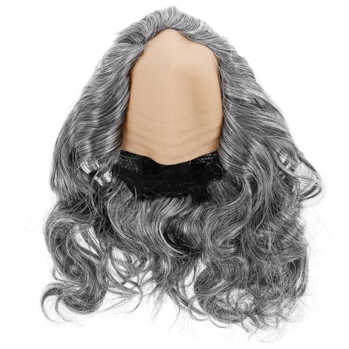 Holibanna Alter Mann Glatze Perücke Graue Lockige Alte Mann Perücke Flauschige Glatze Perücke Haar Perücken Synthetische Lustige Halloween Cosplay Kostüm Perücke von Holibanna