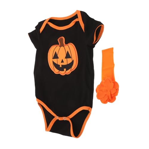 Holibanna Einzigartiges Kürbis Baby Halloween Kostüm Neugeborenes Kleinkind Kurzarm Strampler Outfit Stirnband Kleinkind Halloween Kostüm von Holibanna