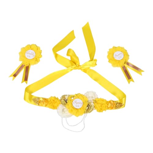 Holibanna Babyparty Schärpe Set Gelb mit Blumen Corsage für Schwangere Maternity Sash Gürtel Ansteckblume für Schwangerschaft Fotoshooting und Themenfeier Passendes Accessoire für Werdende Holibanna Babyparty Schärpe Set Gelb mit Blumen Corsage für Schwangere Maternity Sash Gürtel Ansteckblume für Schwangerschaft Fotoshooting und Themenfeier Passendes Accessoire für Werdende von Holibanna