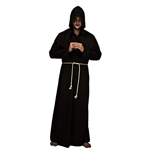 Holibanna Cosplay-anzug Zaubereruniform Cosplay-kostüme Für Männer Priester Cosplay Kostüm Zauberer Cosplay Kostüm Priestergewand Kloster Mönch Seil Kostüm Halloweenkostüm Black von Holibanna