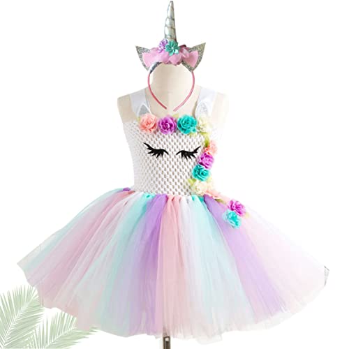 Holibanna Einhorn Tutu Kleid Für ädchen Mit Haarband Fantasievolles Kostü Für Geburtstagsfeiern Halloween Und Karneval Cosplay Outfit Für 4 5 Jahre von Holibanna