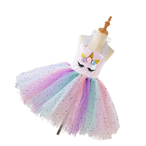 Holibanna Einzigartiges Einhorn Pailletten Tutu Kleid Für ädchen Festliches Outfit Für Geburtstagsfeiern Cosplay Und Partys Inklusive Haarreif 4 5 Jahre von Holibanna