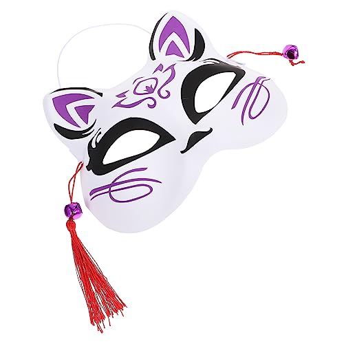 Holibanna Fuchs Maske Halloween-kimono Halloween-fuchs Fuchsmaske Fuchs Japanisch Halloween-cosplay-kopfschmuck Neko-katzenmaske Vollgesichts-cosplay-maske Katzen Halbmaske Violett Plastik von Holibanna