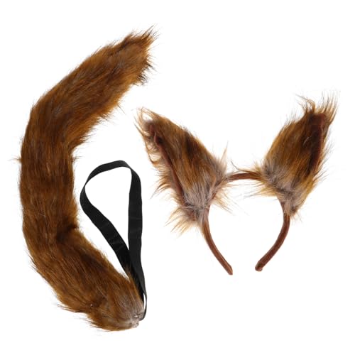 Holibanna Fuchsohren Stirnband Katzenohren Stirnband Tier-party-haar-accessoires Fuchsohren Haarband Dschungeltierhaarband Stirnband Mit Wolfsohren Flauschiges Haarband Stoff Dark Brown von Holibanna