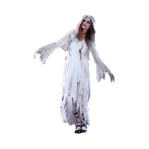 Holibanna Geisterbraut-Kostüm Halloweenkostüm Cosplay-Outfits Geisterbraut Kostüm Cosplay-Kostüme halloween costume halloween kleidung Halloween-Kostüme für Frauen Halloween-Braut Weiß von Holibanna