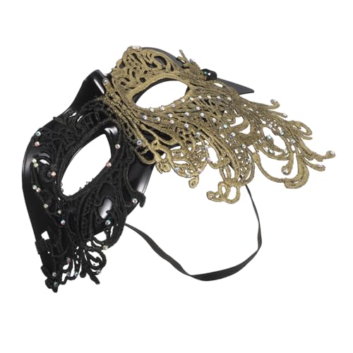 Holibanna Halbe Gesicht Masquerade Maske Damen Spitzenmuster Elastisches Band für Halloween Ball Karneval Party Mysteriöse Augenmaske Schwarz Gold Holibanna Halbe Gesicht Masquerade Maske Damen Spitzenmuster Elastisches Band für Halloween Ball Karneval Party Mysteriöse Augenmaske Schwarz Gold von Holibanna