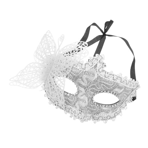 Holibanna Halbgesichtsmaske Schmetterling Halloween- Maskerade verkleiden Halloween-Quasten halloween masken halloweenmaske eyepatch Masken Cosplay-Maske für Frauen Spitze Silver von Holibanna