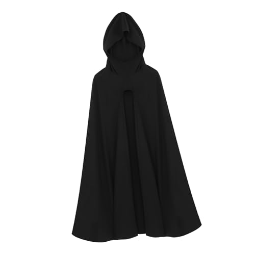 Holibanna Halloween-Kostümumhang Unisex-Mantel mit Kapuze schwarzes Cape-Kostüm Schwarzer Umhang für Halloween Polyester Umhang für Halloween Kapuzenumhang Zaubererkostüm Zaubererrobe Black von Holibanna